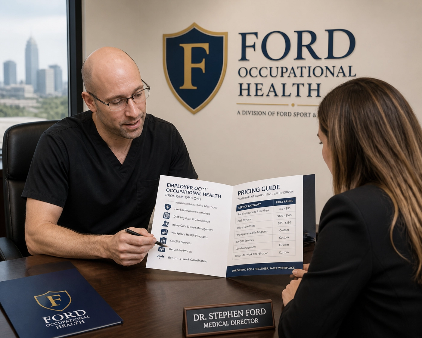 Dr. Stephen Ford consulting with an employer representative