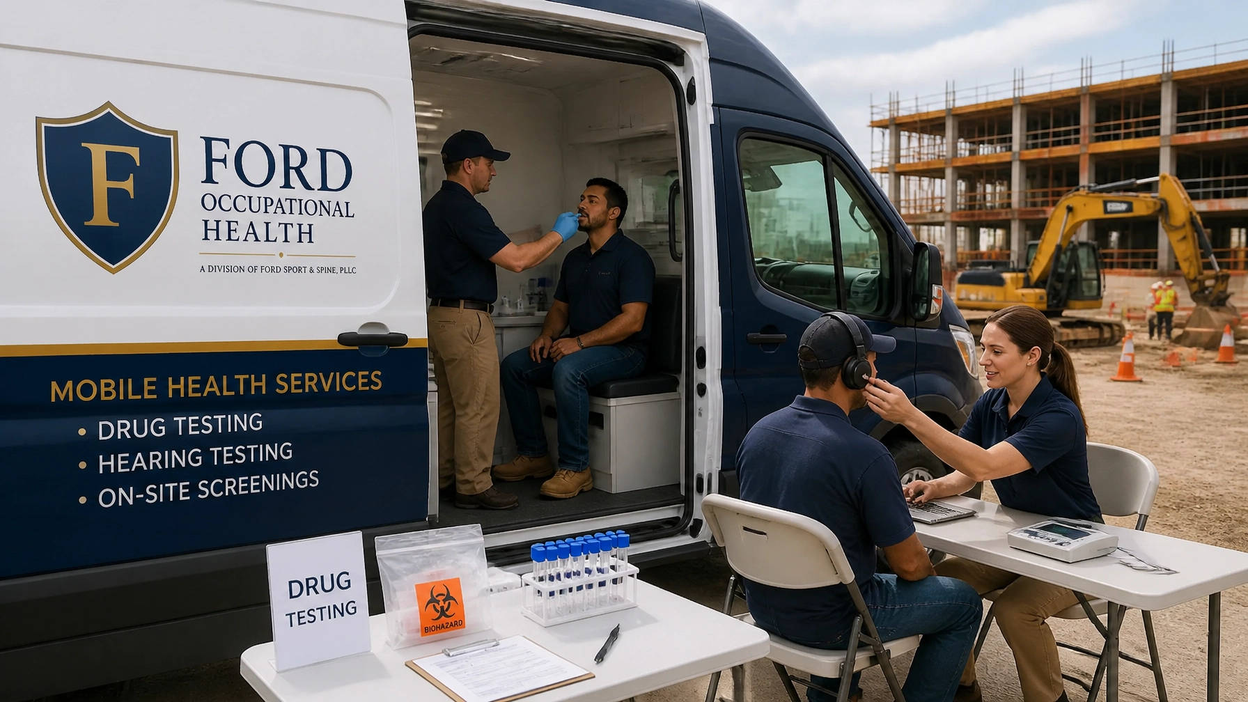 Mobile occupational health team at an employer site