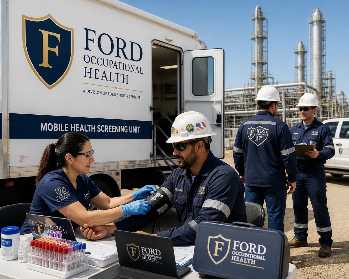 Mobile occupational health at an oil and gas facility